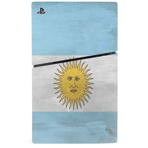 Argentina Flag Distressed PS5 Slim Disk Console Skin
